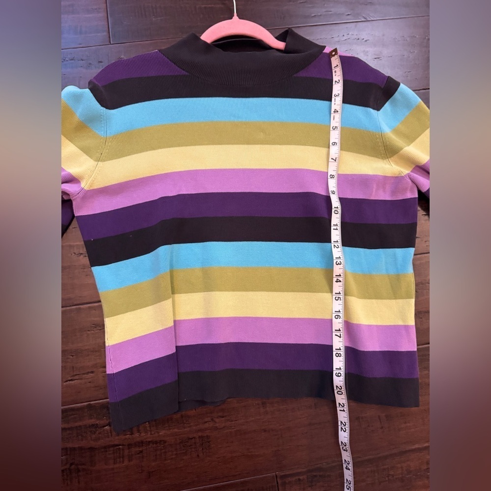90’s striped cotton‎ blend vintage turtleneck sweater baggy grunge Y2K size L - Picture 2 of 7